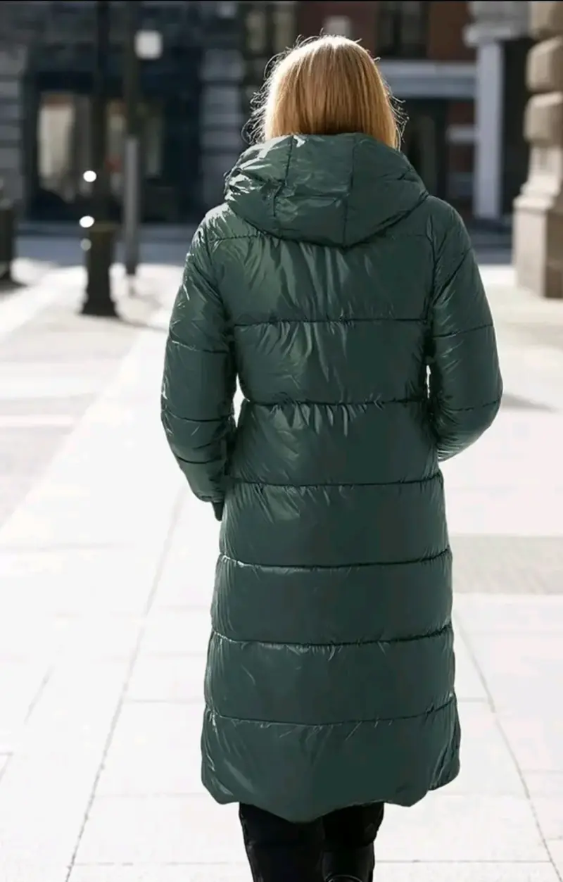 Abrigo largo acolchado verde para mujer - 2