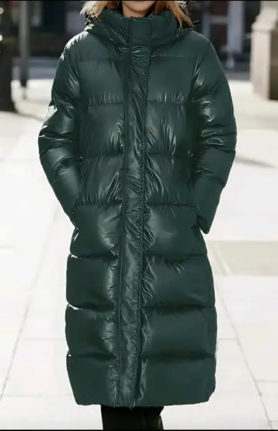Abrigo largo acolchado verde para mujer - miniatura 3