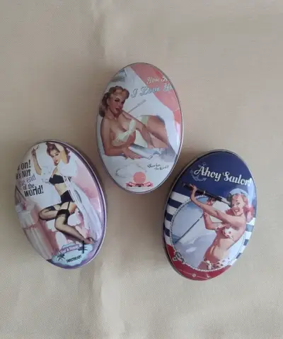 Cajitas Ovaladas Lata , Estilo Vintage Pin Up vol2 - miniatura 1