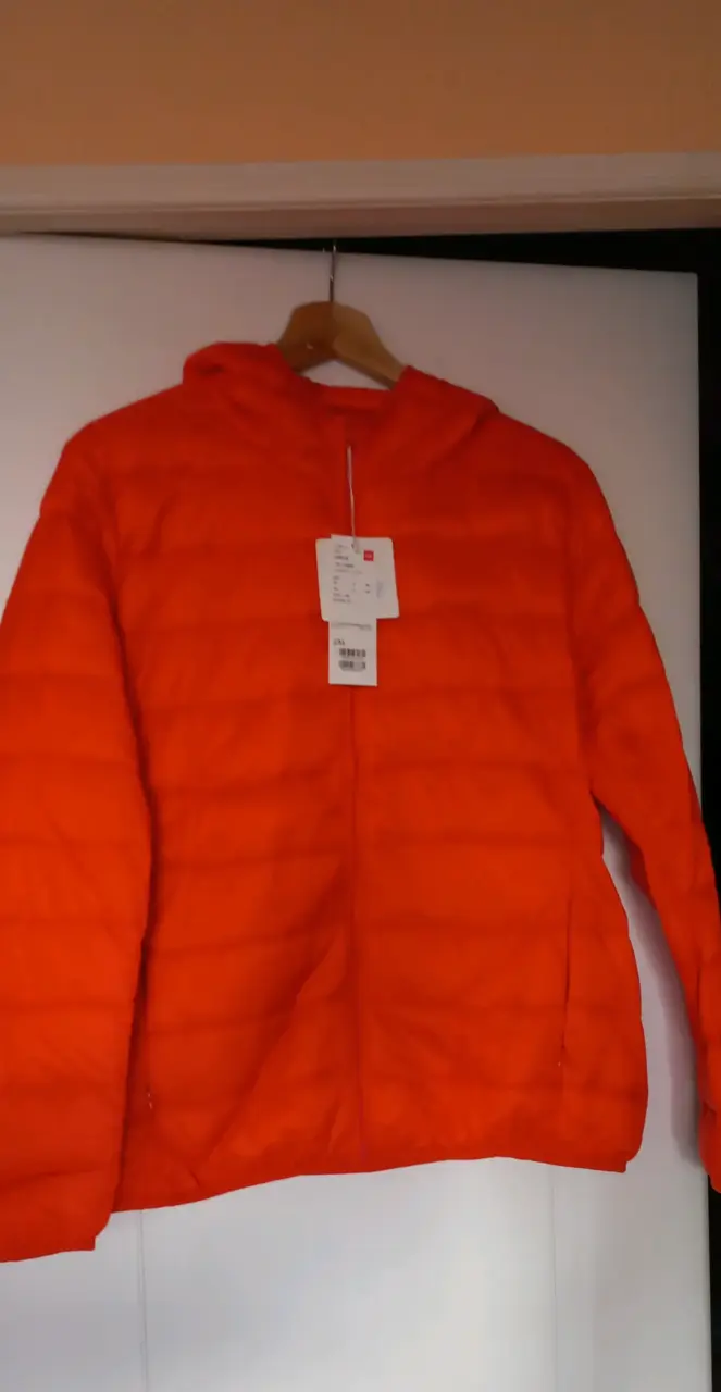 Chaqueta de pluma naranja con capucha XL - 1