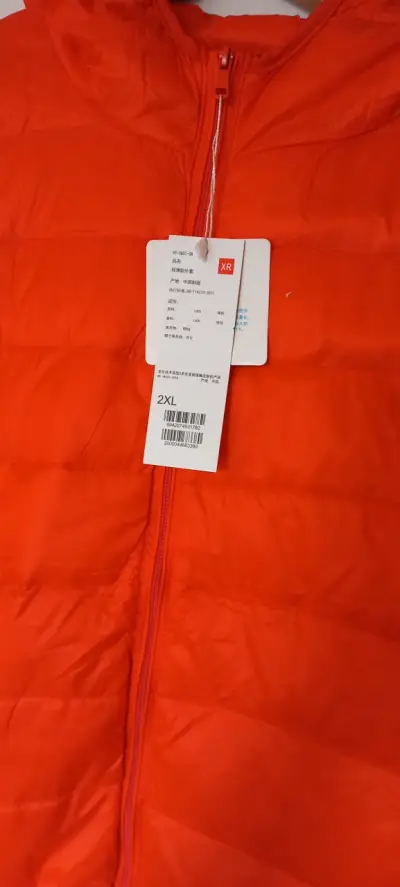 Chaqueta de pluma naranja con capucha XL - miniatura 2