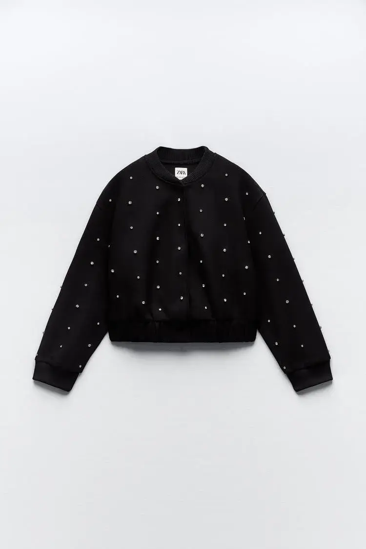 Bomber Zara de paño con brillitos - 1