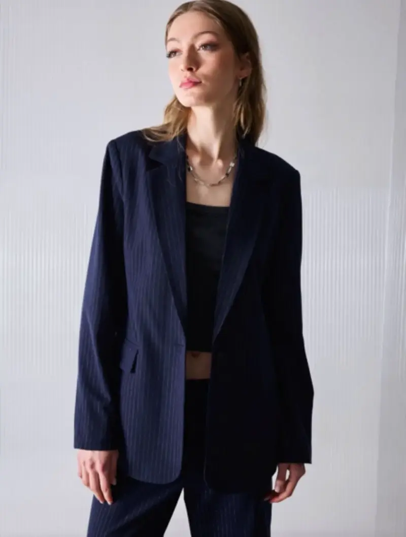 Blazer azul a rayas Foster para mujer - 1
