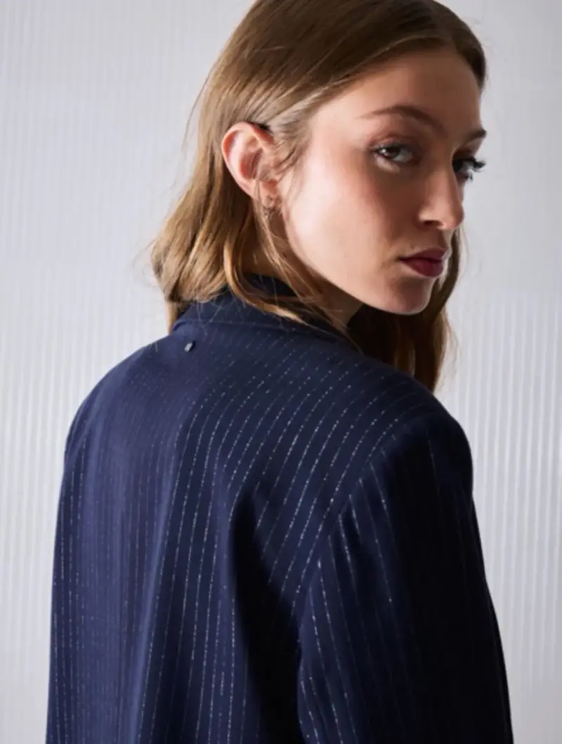 Blazer azul a rayas Foster para mujer - 4