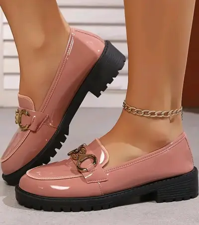 Mocasines rosados con detalle dorado - miniatura 5
