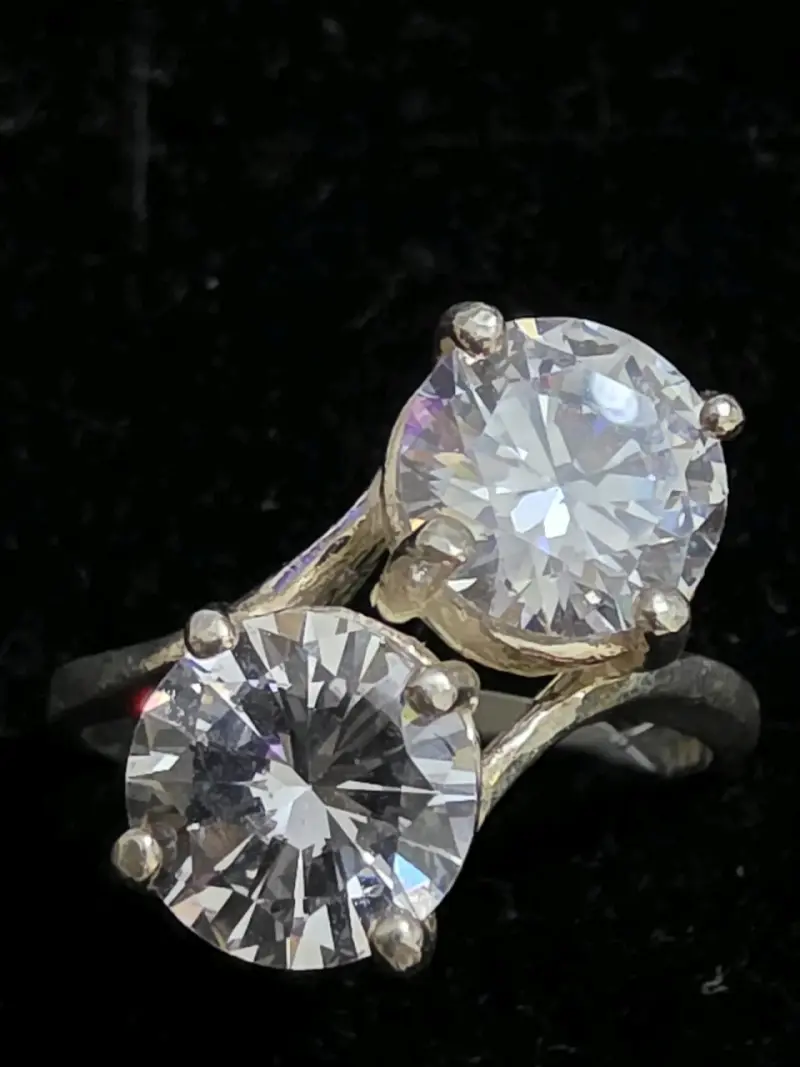 Anillo de plata con doble circonita - 1
