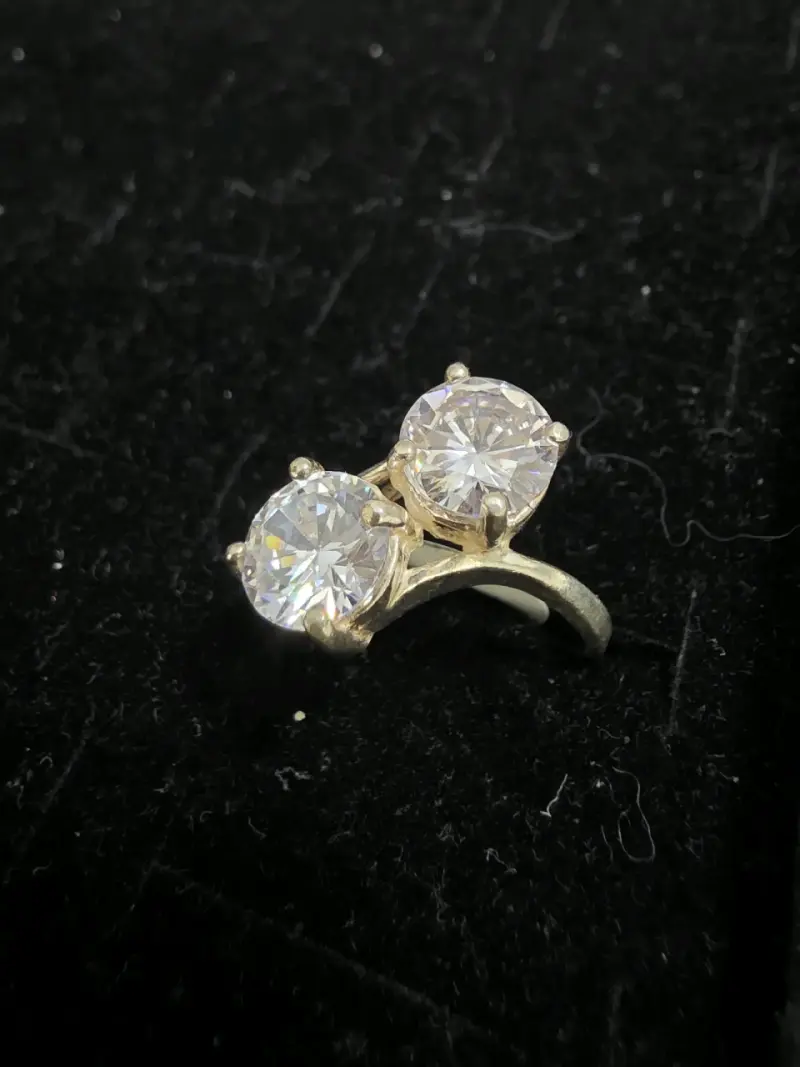 Anillo de plata con doble circonita - 2