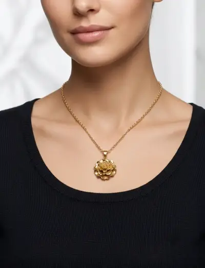 Collar Peonía Real en Relieve Dorado - miniatura 3