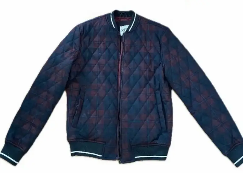 Chaqueta bomber acolchada negra burdeo para hombre - 1