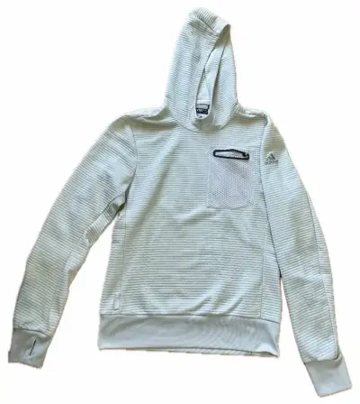 Polerón con capucha Adidas blanco a rayas - miniatura 1