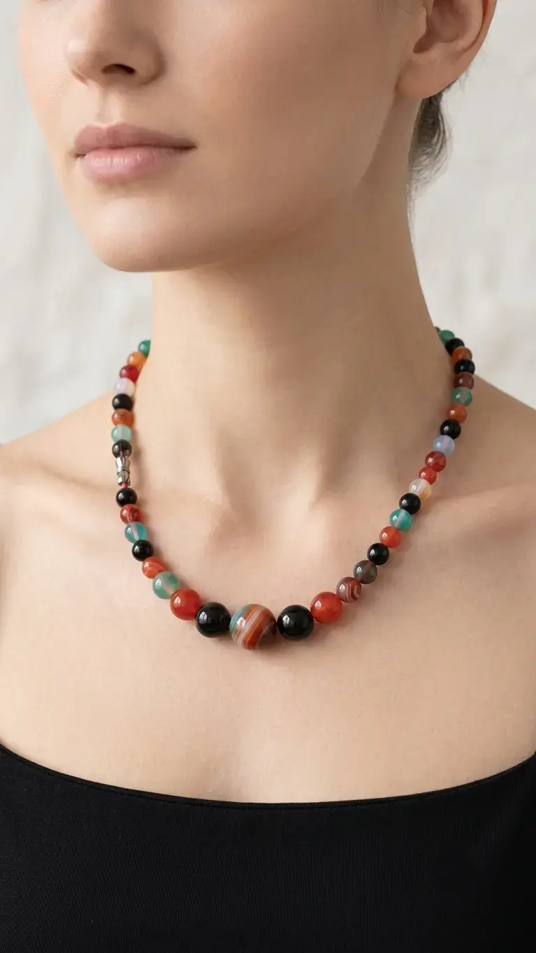 Collar "Cosmos" de Piedras Naturales y Ágatas - 2