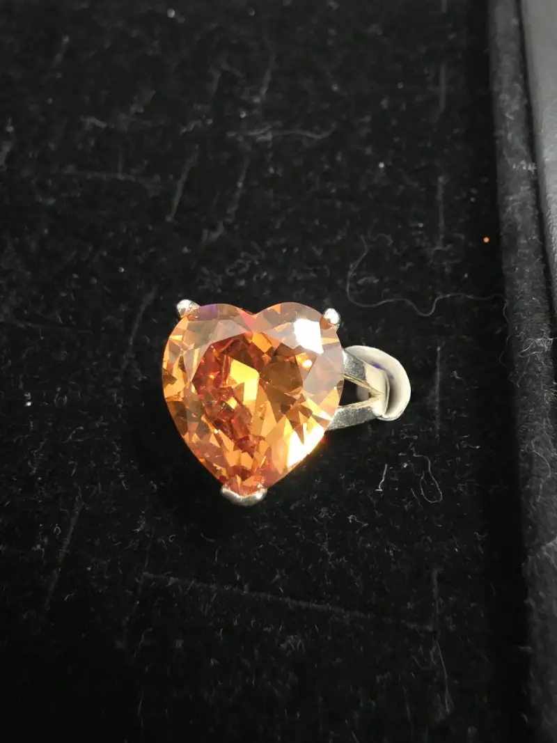 Anillo de plata con gema naranja corazón - 1