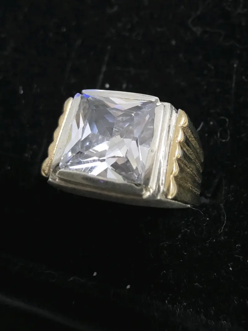 Anillo de plata con piedra cuadrada grande - 2