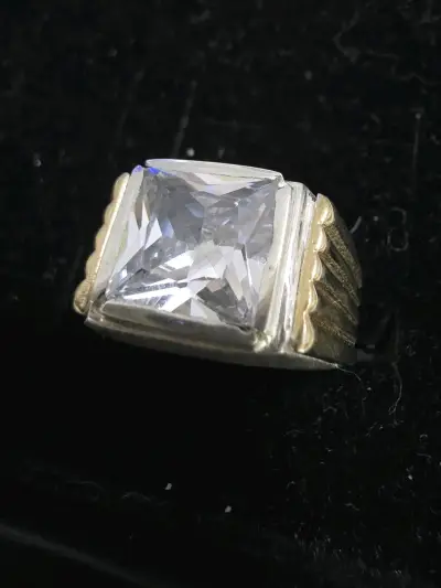 Anillo de plata con piedra cuadrada grande - miniatura 2