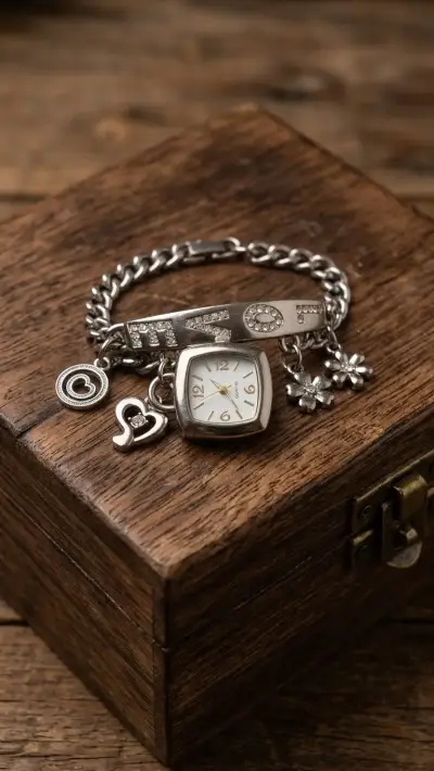 Reloj Pulsera de Plata con Dijes "Love" y styl Y2Y - miniatura 1