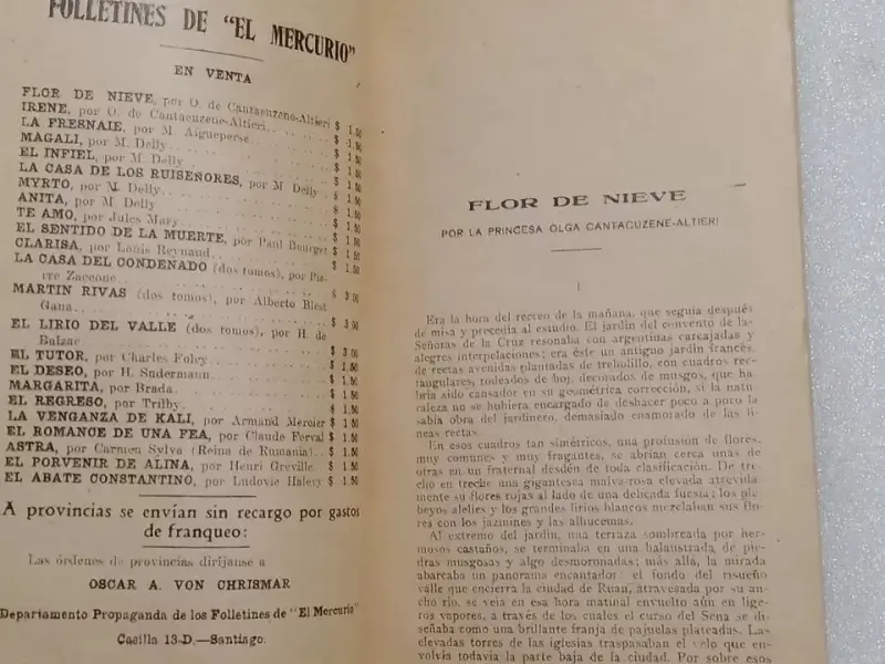 Folleto antiguo 'Flor de Nieve' de El Mercurio - 3