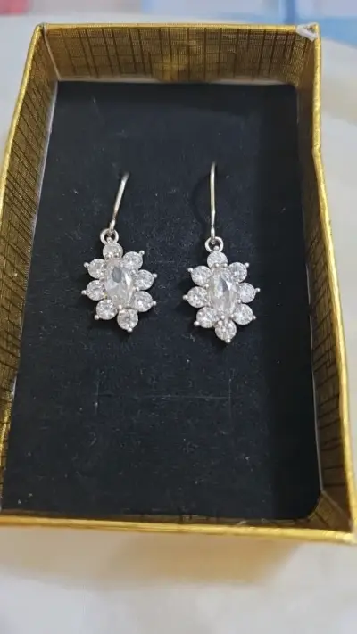 Elegantes aros de plata con circonitas - miniatura 1