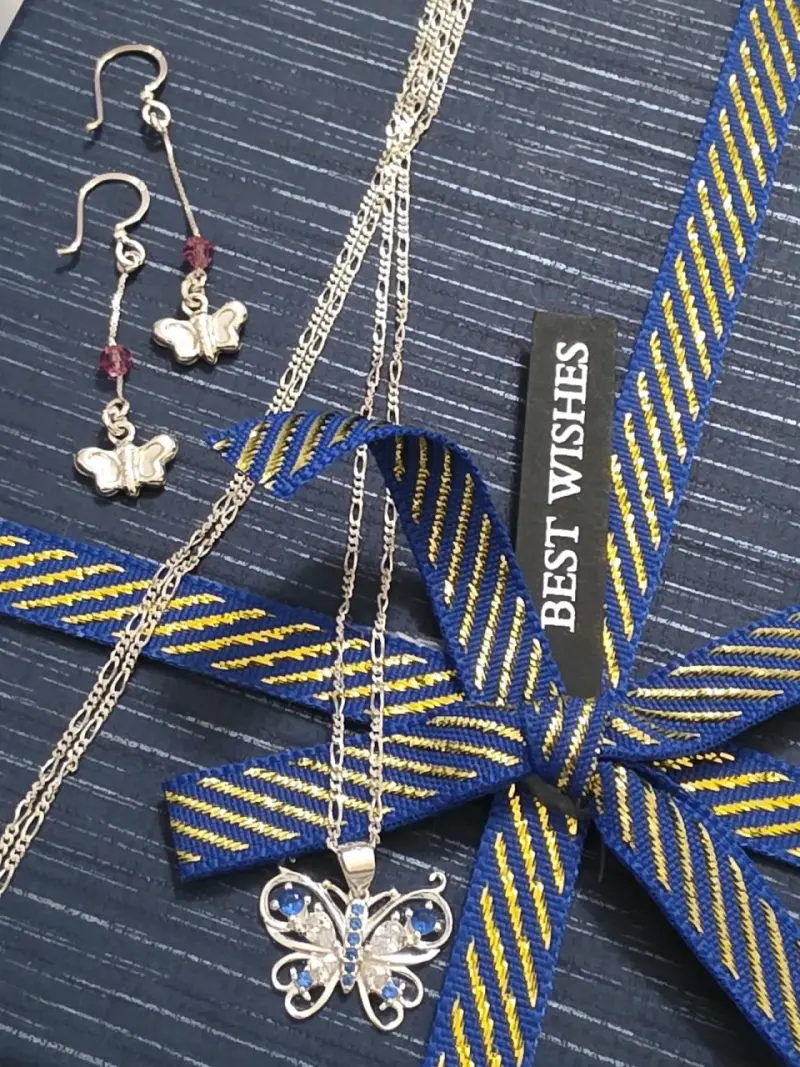 Conjunto de joyería mariposa en plata - 1