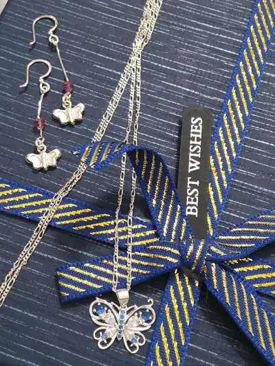Conjunto de joyería mariposa en plata - miniatura 1