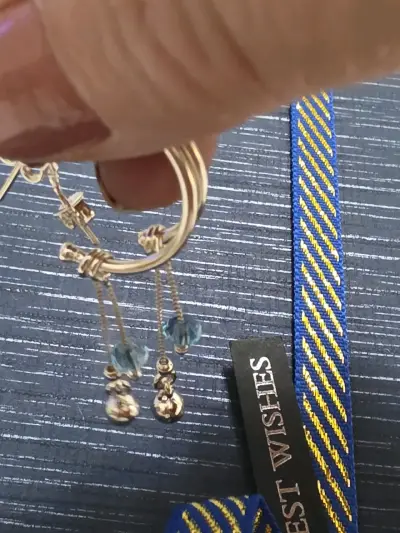 Aros de oro con colgantes de cristal azul - miniatura 2