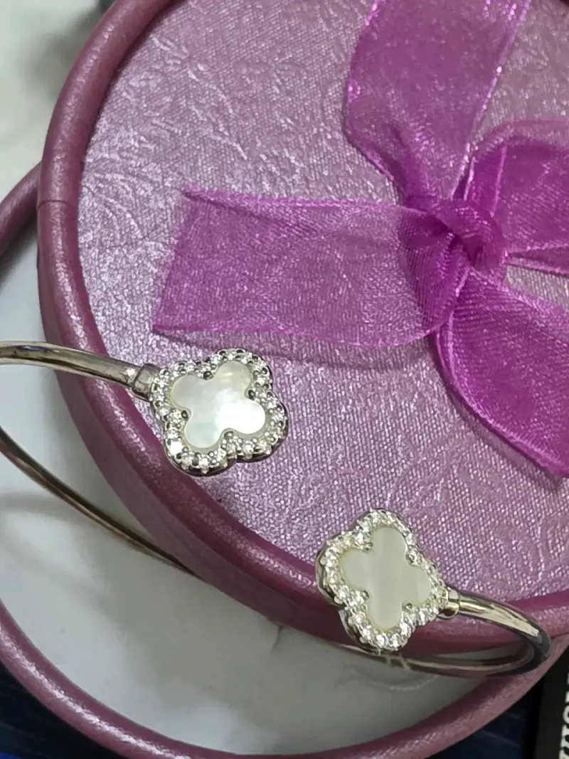 Brazalete de plata con madreperla y circonitas - 3