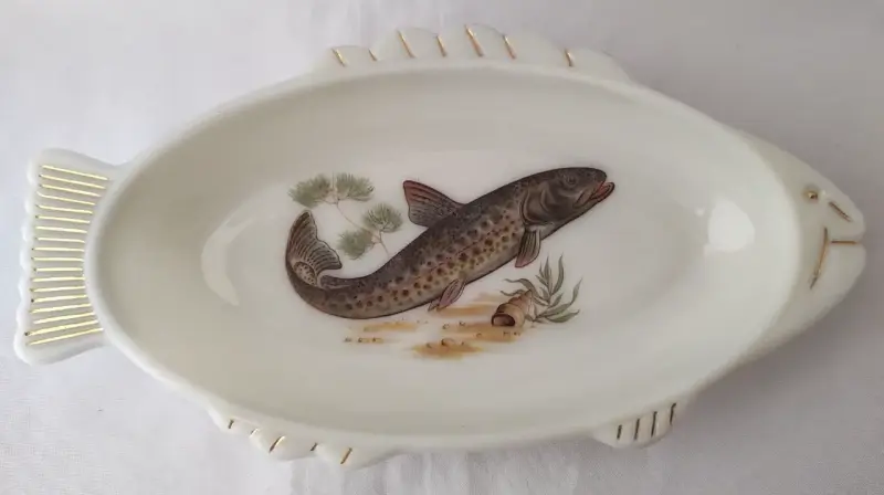 Fuente Vintage Pescado Unica Cristalerias Chile - 2