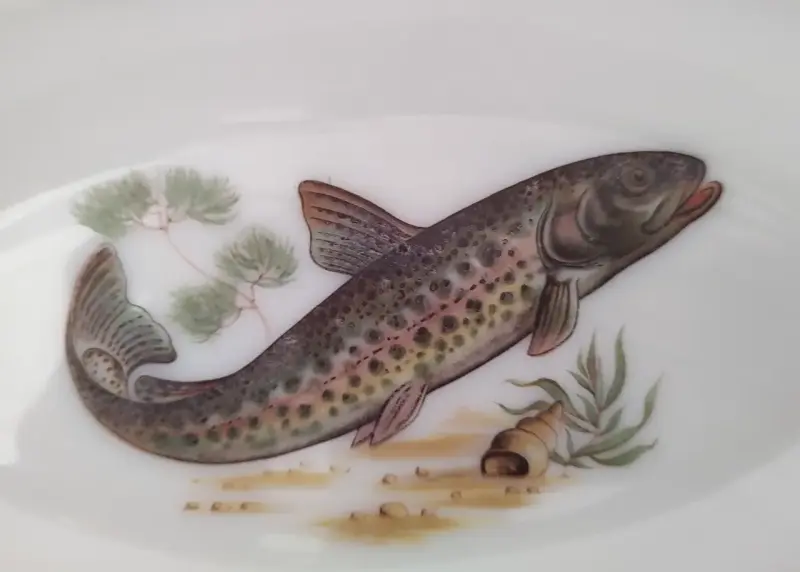Fuente Vintage Pescado Unica Cristalerias Chile - 3
