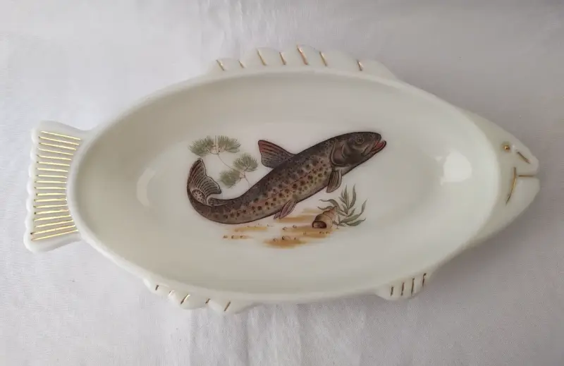 Fuente Vintage Pescado Unica Cristalerias Chile - 4