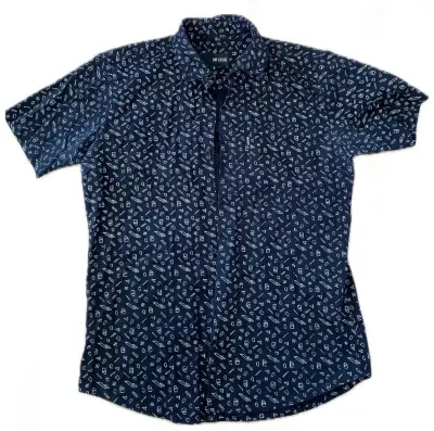 Camisa azul estampada de hombre - miniatura 1