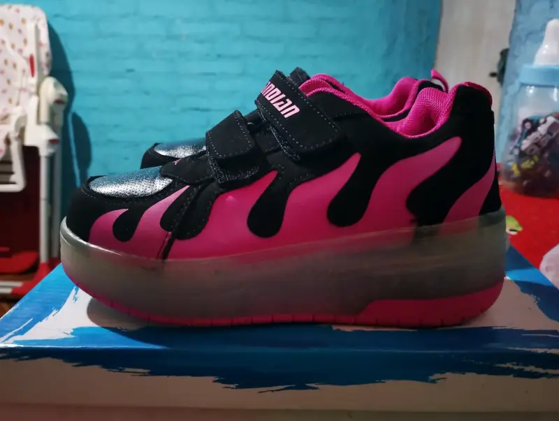Zapatillas patines Jiandian negras y rosadas - 2