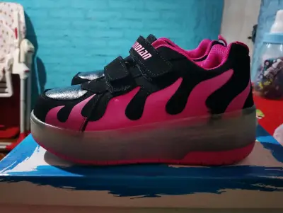 Zapatillas patines  Jiandian negras y rosadas - miniatura 2
