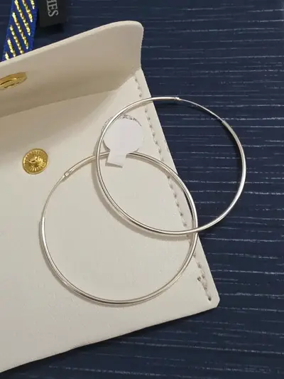 Aros de plata grandes estilo minimalista - miniatura 2