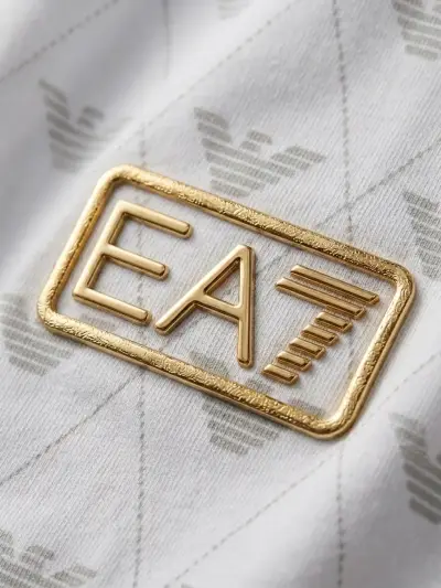 Polera blanca EA7 con estampado geométrico - miniatura 4