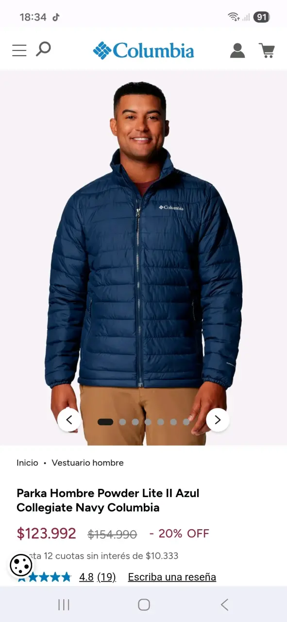 Parka Hombre Columbia Powder Lite Azul - 1