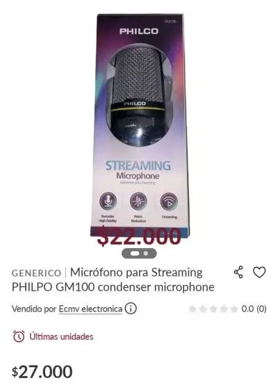 Micrófono de condensador PHILCO GM100 para streaming - miniatura 1