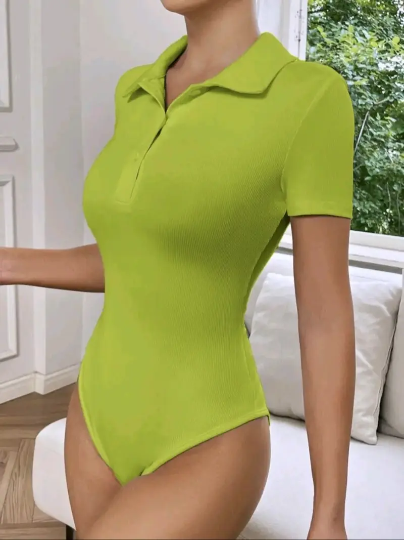 Body verde lima con cuello polo - 2