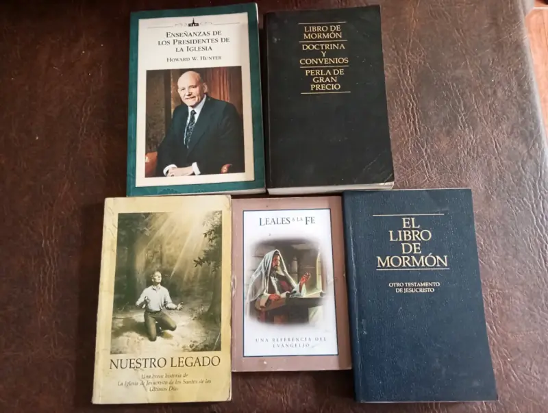 Colección de libros religiosos mormones