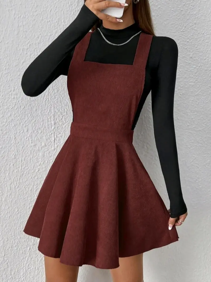 Vestido jumper burdeos elegante - 1