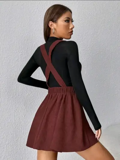 Vestido jumper burdeos elegante - miniatura 2