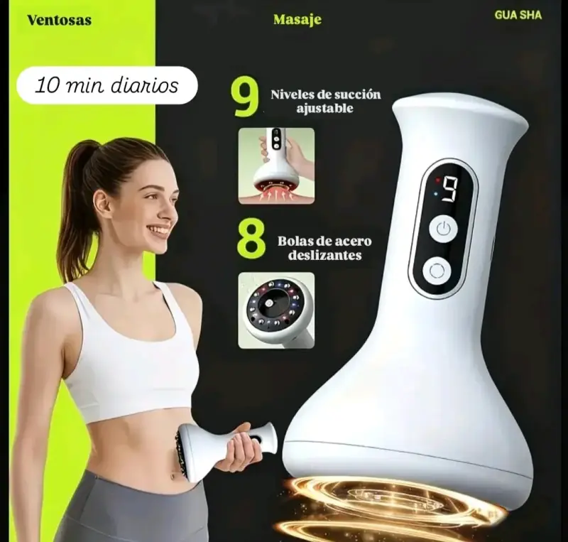 Masajeador Gua Sha con ventosas y 9 niveles