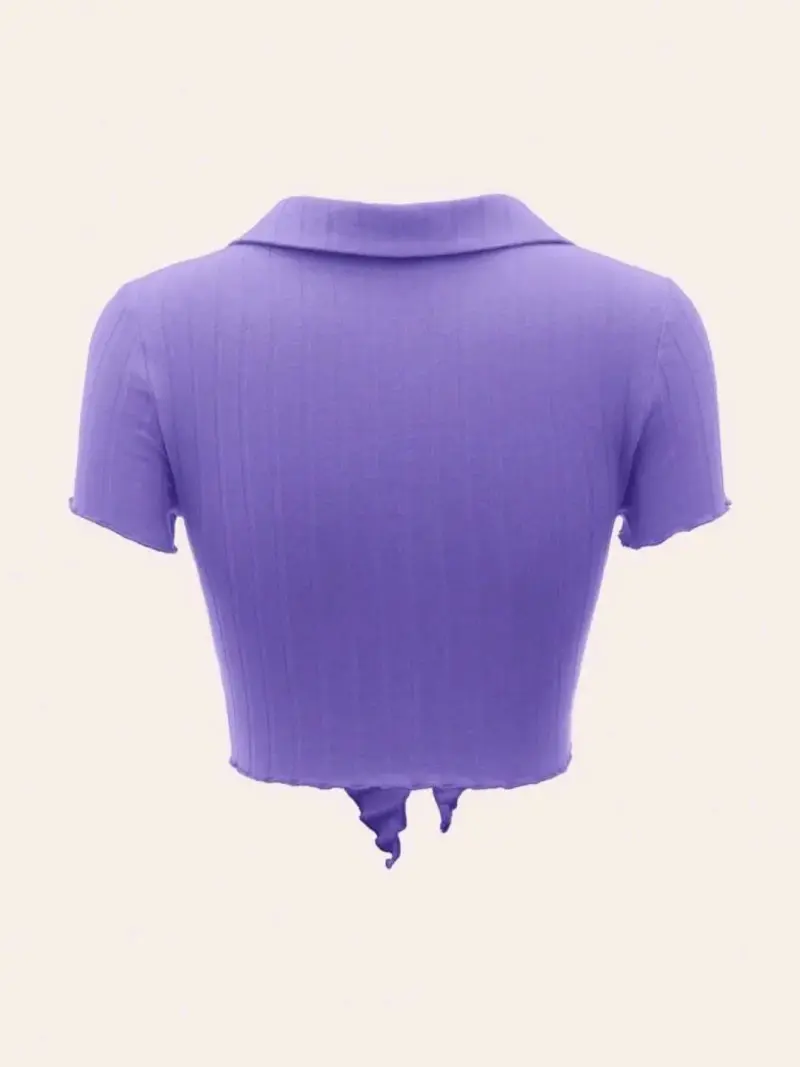 Blusa morada Shein con nudo frontal - 2
