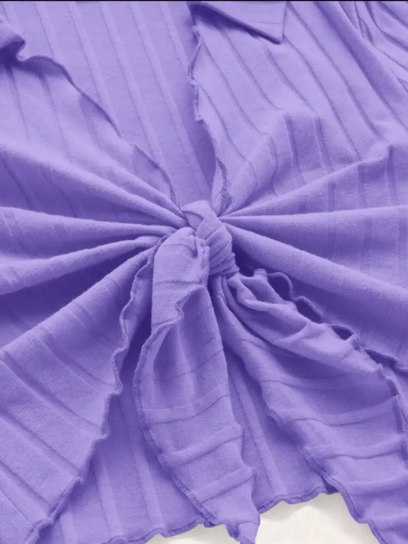 Blusa morada Shein con nudo frontal - 3