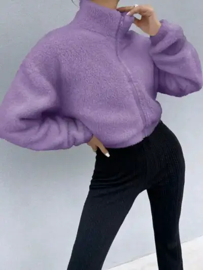 Chaqueta polar morada para mujer - miniatura 1
