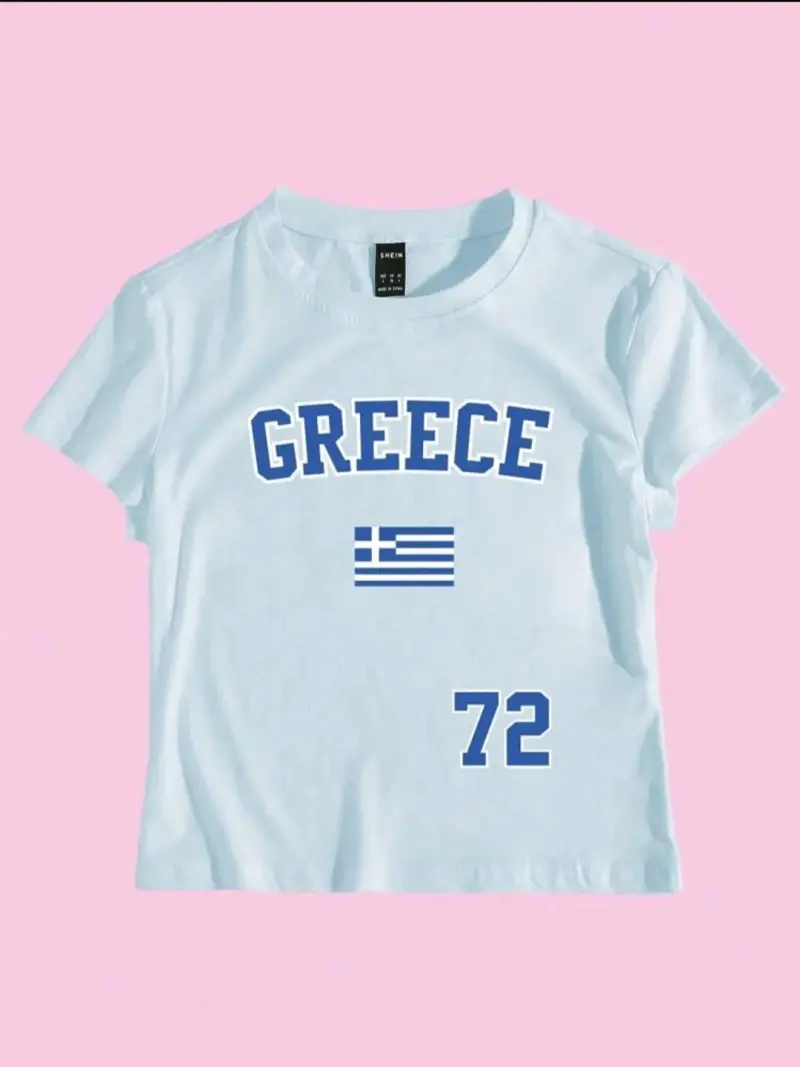 Polera celeste con diseño Grecia - 2