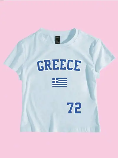 Polera celeste con diseño Grecia - miniatura 2