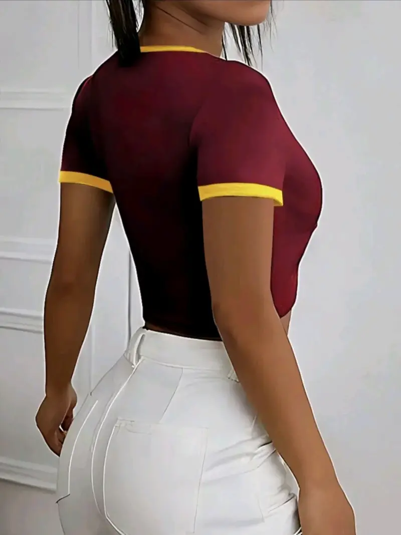 Polera roja Portugal con ribetes amarillos - 2