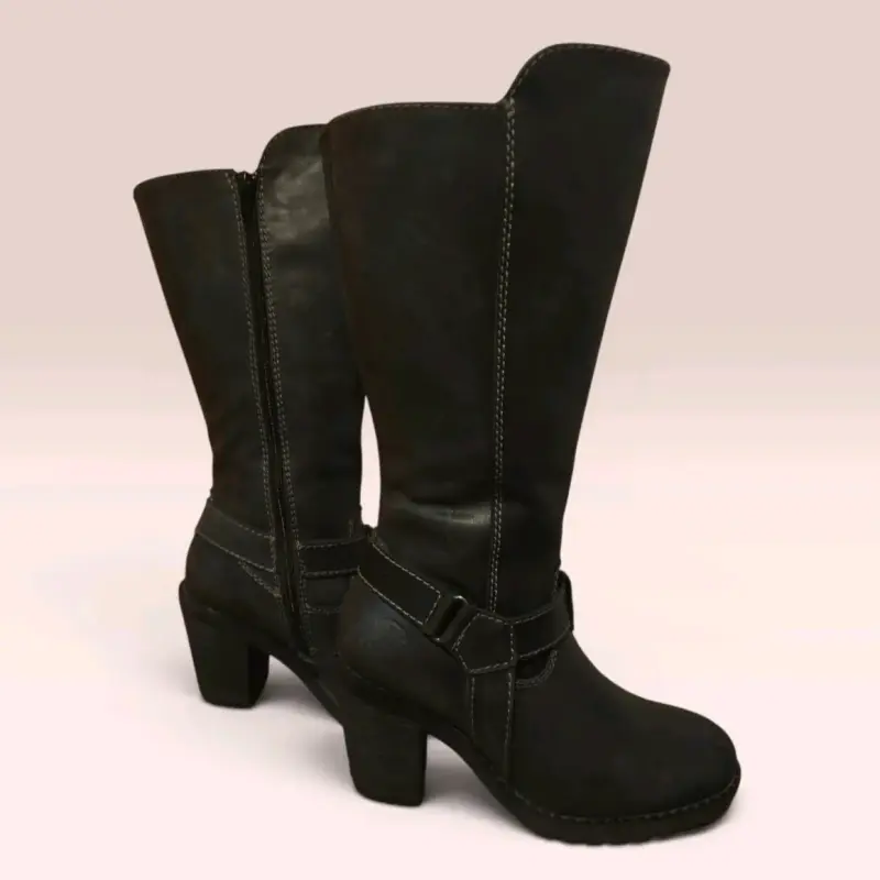 Botas de cuero negras con tacón alto - 4