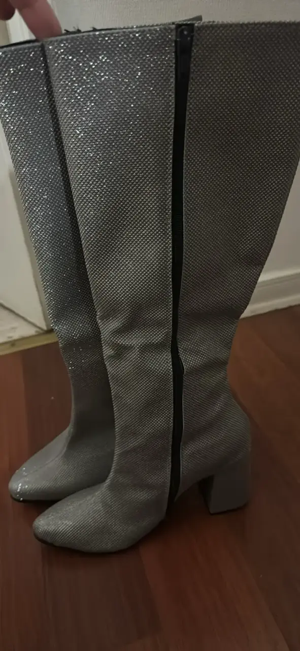Botas altas plateadas con brillo - 4