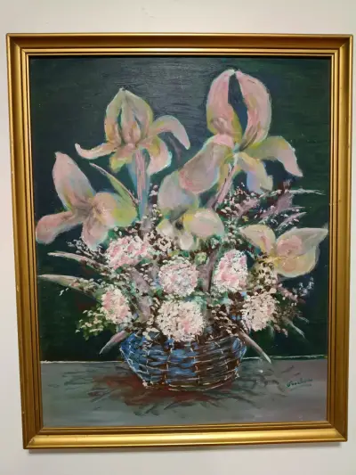 Óleo Sobre Tela Florero Original De Eva Lobos - Ma - miniatura 1