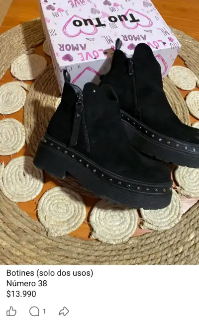 Botines negros con tachas talla 38 - miniatura 1